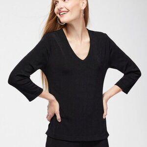 Travelers by Chico's Classic V-Neck Top in Black - Size 12